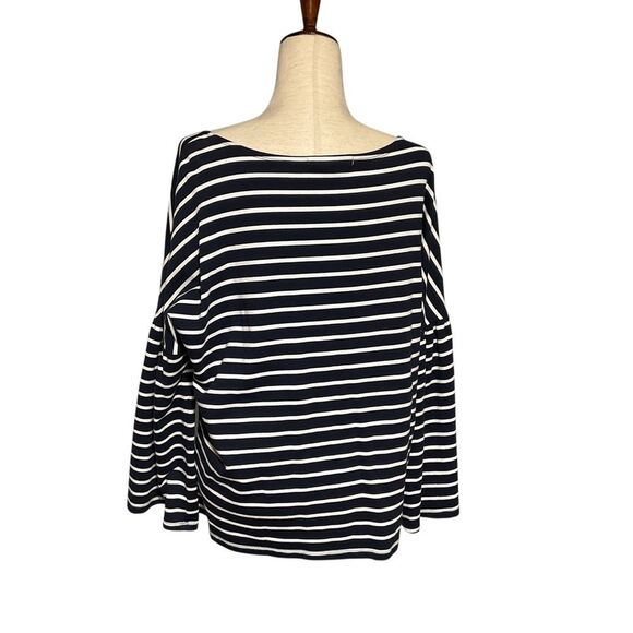 Black & White Striped Floral Embroidered Top XL - Picture 9 of 13